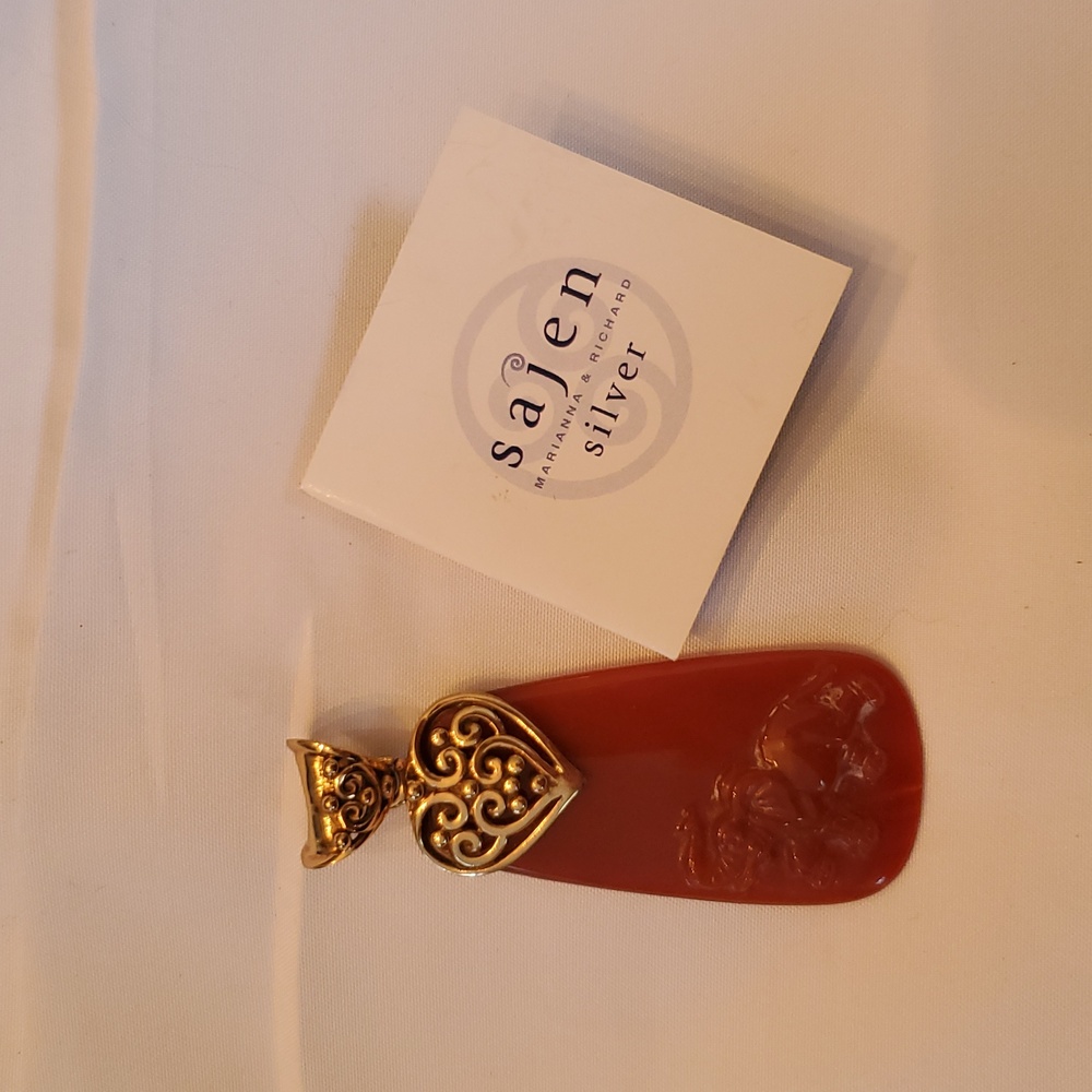 Vintage Sajen Carved Elephant Pendant